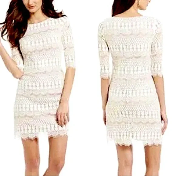 NWOT Jessica Howard Ivory Lace 3/4  Sleeve Dress size 10 - Picture 2 of 8